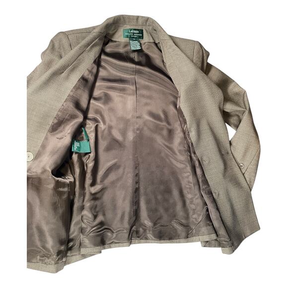 Vintage Lauren Ralph Lauren 100% Wool Petite Suit Set 10P |Taupe Blazer & Pants - Picture 5 of 16